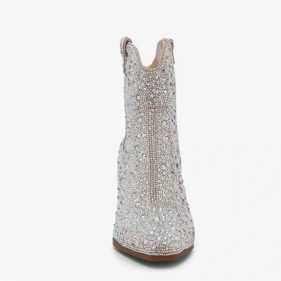 NEW Betsey Johnson rhinestone Emory Cowboy boot heels Bridal shower bachelorette - Picture 2 of 6